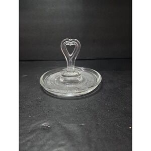 Duncan & Miller Crystal Sweetmeat Dish, Tear‎ Drop Design, Heart Handle, 6.5"